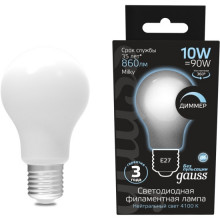 Лампа св/д Gauss Filament Opal диммер E27 10W (860lm) 4100K  А60 