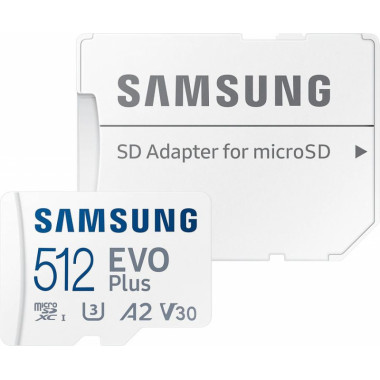 microSDXC 512Gb class10  Samsung  Evo Plus U1 (R/W 130 MB/s) + SD адаптер