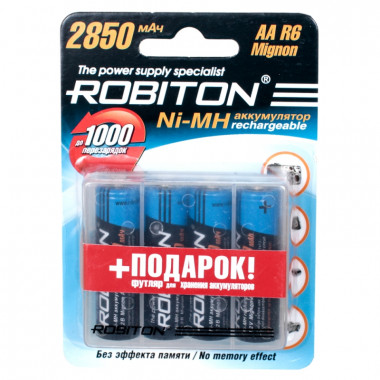 Аккумулятор Robiton HR6 2850mAh 4 штуки + Футляр