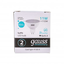 Лампа св/д Gauss Elementary GU10 11W (850lm) 4100K