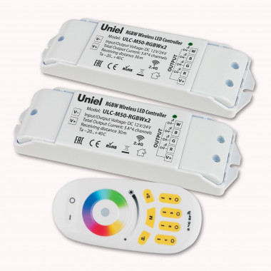 Контроллер RGBW лент  4-х зон 12V 20A 240W Uniel 2 контроллера +1 пульт ULC-M50-RGBWx2 W
