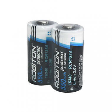 Аккумулятор Robiton 16340  3V 550mAh Li-ion RCR123А с защитой  13862