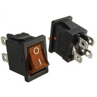 Выкл клав 250V 6А (4с) On-Off оранжевый с инд Mini KCD1-104BN0111YBA