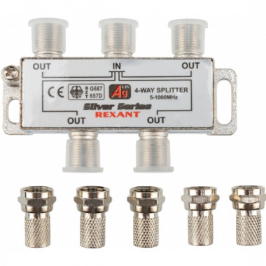 Делитель Rexant 4ТV "Silver" + 5F в упаковке  05-6103