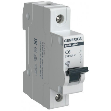 Автомат выкл IEK Generica  1P  6А 4,5кА х-ка C ВА47-29М