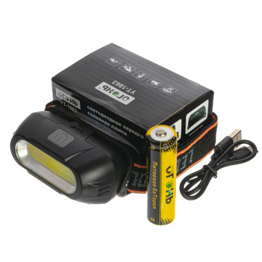 Фонарь акк. налоб. YT-1863  от USB + COB  акк 18650