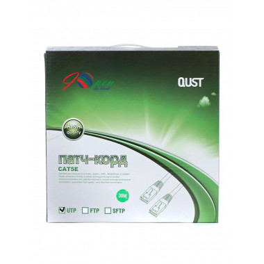 Патч-корд UTP4 5Е кат. литой 30м  Aopen/Qust ANP511_30M / Jett