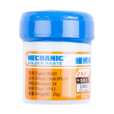 Припой-паста (паяльная паста) банка MECHANIC XG Series 183°C  XG50  35гр Sn63 / Pb37