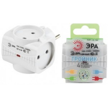 Четверник сетевой ЭРА 16А 220V белый