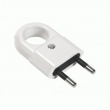 Вилка SmartBuy  6A 250V плоская белая с кольцом