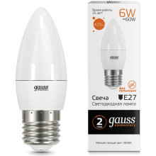 Лампа св/д Gauss Elementary свеча E27  6W (420lm) 2700K