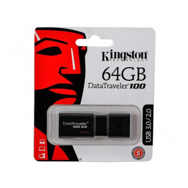 Kingston USB 3.1  64Gb  DataTraveler 100G3  чёрная