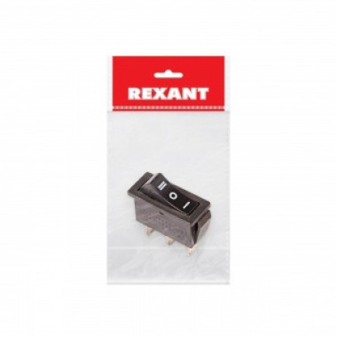 Выкл клав 250V 10А (3с) On-Off-On черный с нейтралью Rexant 36-2220