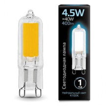 Лампа св/д Gauss G9  4,5W (400lm) 4100K стекло Cob