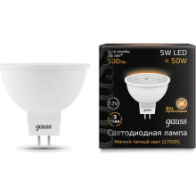 Лампа св/д Gauss Black GU5.3  12V  5W (500lm)  3000K
