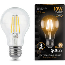 Лампа св/д Gauss Filament A60 E27 10W (930lm)  2700K
