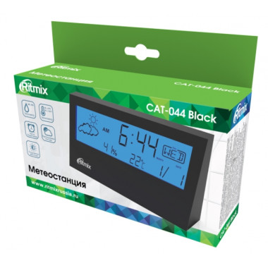 Метеостанция Ritmix CAT-044 чёрный  гигрометр часы будильник 2хAAA