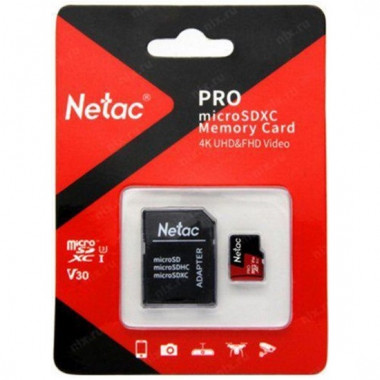 microSDXC 512GB сlass10  Netac P500  Extreme Pro  UHS-I A1 V30 (100 Mb/s) без адаптера