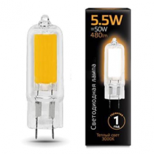 Лампа св/д Gauss G4 220V  5.5W (480lm) 3000K стекло