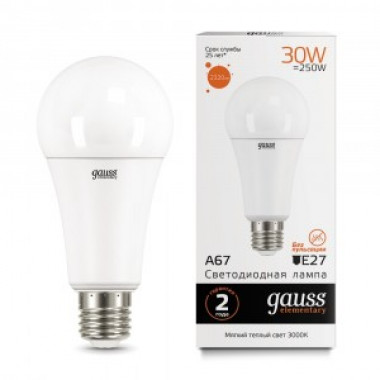 Лампа св/д Gauss Elementary E27 30W (2320lm) 2700K  A67  73219