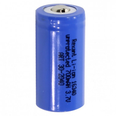 Аккумулятор Rexant 16340  3.7V 700mAh Li-ion  CR123А без защиты 30-2040
