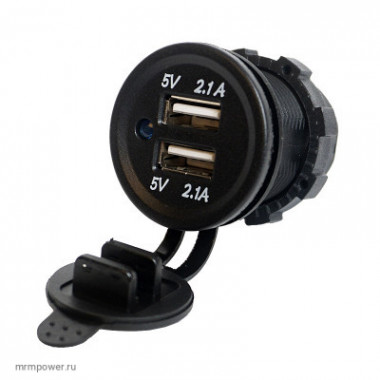 BMG Разъем Usb в авто (врезные) 12V-24V 2USB SKU-A6 (Круглый) 4.2A  A2196
