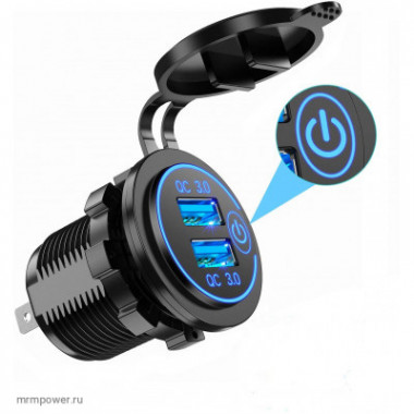 BMG Разъем Usb в авто (врезные) 12V-24V 2USB GH-DS9  (Круглый) QC3.0  A2461