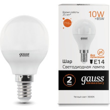 Лампа св/д Gauss Elementary шар E14 10W (710lm) 3000K