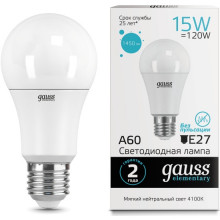 Лампа св/д Gauss Elementary E27 15W (1450lm) 4100K  А60 