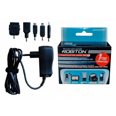 Адаптер сет. Robiton Multimedia1000  (5V 1A)  с переходниками  РАСПРОДАЖА