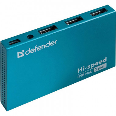HUB USB Defender Septima Slim  Активный 7 портов  с адаптером  83505