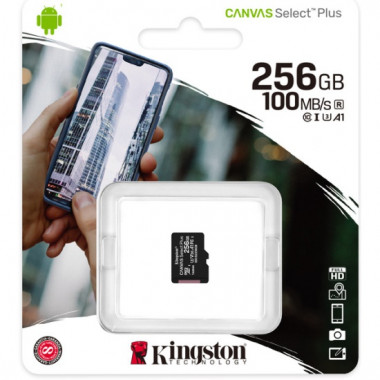 Kingston micro SDXC class10 256Gb  Canvas Select Plus A1 (100 Mb/s) без адаптера