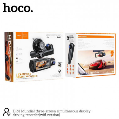 Авто. регистратор HOCO DI61  3 камеры, 3.0 IPS, max 128GB, Wi-Fi, 1280*720