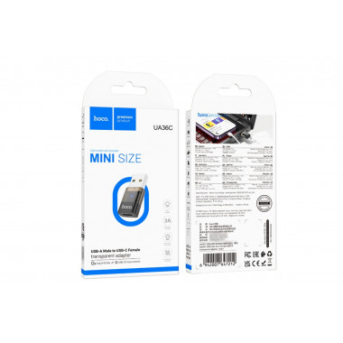 Переходник шт.USB A -гн.Type-C  Hoco UA36C
