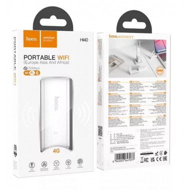 Мобильный Wi-Fi роутер HOCO HI40  Portable, WIFI 6, 150 Мбит/с, микро-SIM, источник питания USB