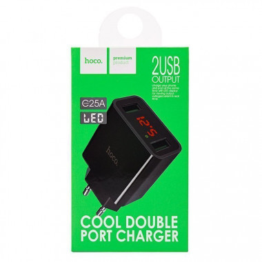 Адаптер сет. Hoco C25A  2USB (5V 2200mA)  Дисплей