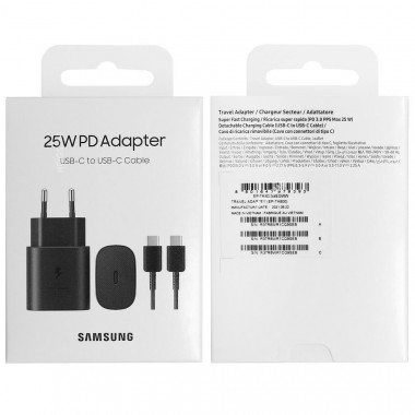 Адаптер сет. Type-C Samsung Original 25W+Cable USB-C to USB-C  Black  SA25WUB