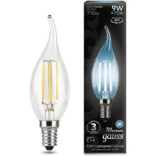 Лампа св/д Gauss Filament E14  9W (710lm) 4100K свеча на ветру