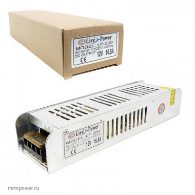 Б/п для с-д. узкий 200W 12V 12,5A  ip20  Live-Power  LP12200 A3280