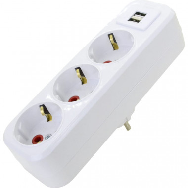 Сет. разветвитель AY-KA 3-х местный 16A с/з с USB  7713800