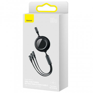 Data Cable USB Baseus 3в1  1.2м Bright Mirror One-for-three Retractable 100W 3-in-1  CAMLC-AMJ01