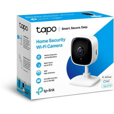 Камера iP TP-Link Tapo C100  3.3-3.3мм цветная корп.:белый/черный