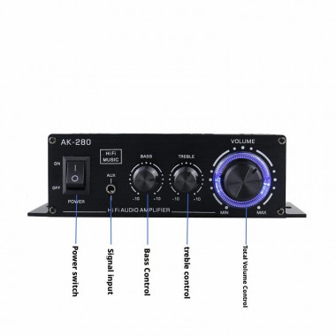 Усилитель для колонок AK-280  HiFi 40W+40W  Аудиовход RCA / AUX