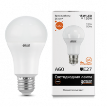 Лампа св/д Gauss Elementary E27 15W (1320lm) 2700K  А60 