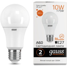 Лампа св/д Gauss Elementary E27 10W (880lm) 2700K  А60