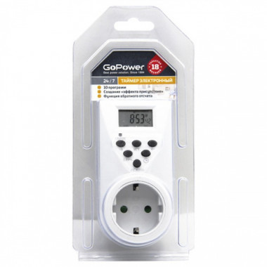 Таймер GoPower Timix 04 16A 3600W 7дн/24ч/1мин  15359