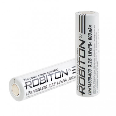 Аккумулятор Robiton 14500  3.2V 600mAh  Li-Fe без защиты  LiFe14500-600  17110