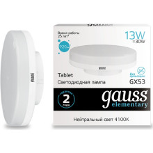 Лампа св/д Gauss Elementary GX53 13W (920lm) 4100K 
