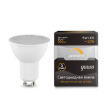 Лампа св/д Gauss диммер GU10  5W (500lm) 3000K 101506105-D