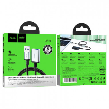 Шнур удлинитель (USB3.0)  шт.USB A -гн.USB А  0,5м  HOCO US10